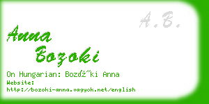 anna bozoki business card